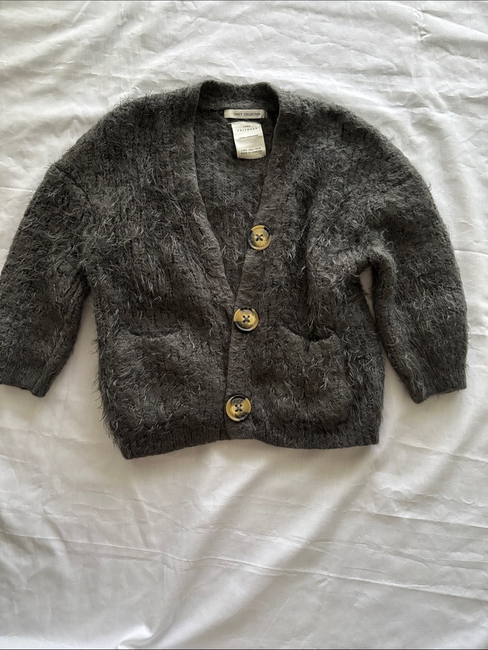 Zara Cozy Dark Gray Fuzzy Cardigan
